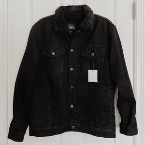 Zara’s Black Fleece Lined Denim Jacket